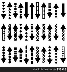 A vector set of useful black arrows. Vector illustration.