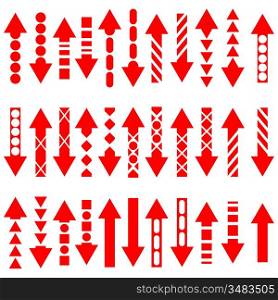 A vector set of useful red arrows. Vector illustration.