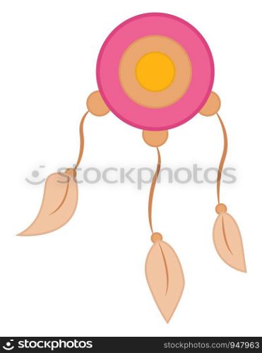 A very beautiful dream catcher in pink and yellow colour, vector, color drawing or illustration.