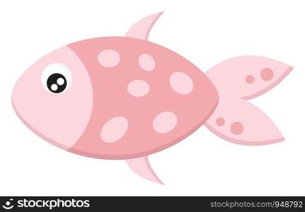 A very cute fish in pink color with spots on it, vector, color drawing or illustration.