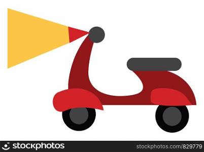 A vintage red scooter vector or color illustration