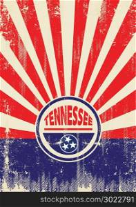 A vintage Tennessee poster with sunbeams and a a texture for your advertising