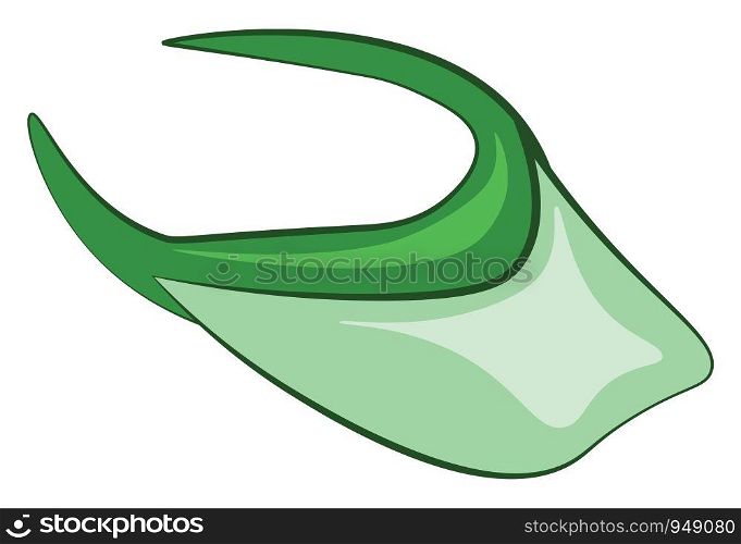 A visor cap in green color, vector, color drawing or illustration.