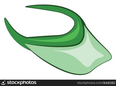 A visor cap in green color, vector, color drawing or illustration.
