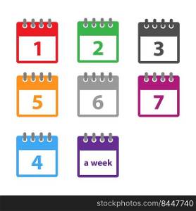 A week Calendar icon vector in modern flat style for web, graphic and mobile design. Calendar icon vector isolated on white background. Calendar icon vector illustration.