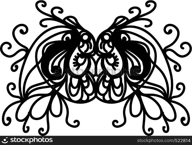 A well designed mask with black curls vector color drawing or illustration