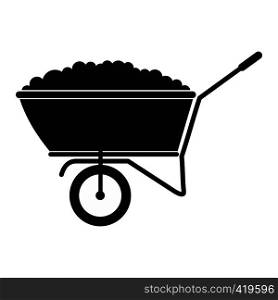 A wheelbarrow full of turf black simple icon on a white background. A wheelbarrow full of turf black simple icon