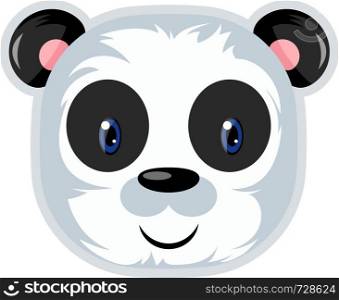 A White Bear with pink ears and blue eye, vector, color drawing or illustration.