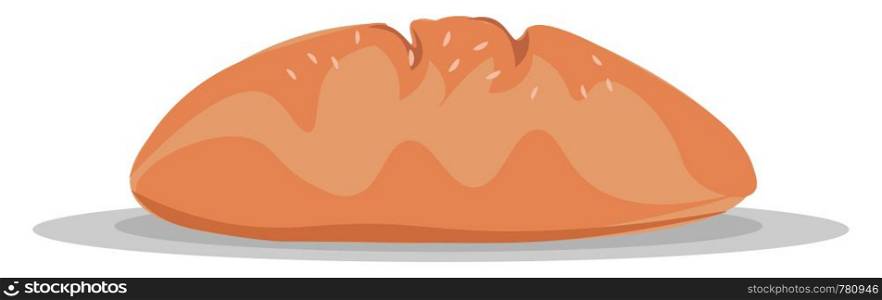 A whole loaf of bread, vector, color drawing or illustration.