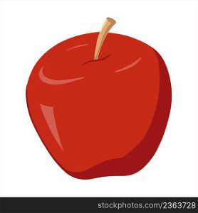 A whole red apple. Flat illustration of apple vector icon for web isolated on white background. Suitable for postcards, labels, cards