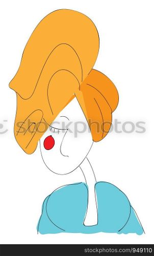 A woman after bath covered her hair in towel, vector, color drawing or illustration.