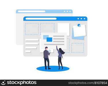 A woman and man create website Royalty Free Vector Image