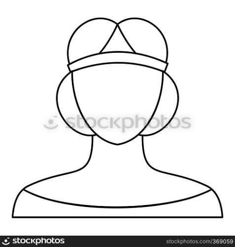 A woman in a tiara icon in outline style on a white background vector illustration. A woman in a tiara icon, outline style
