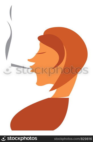 A woman is smoking cigarette vector or color illustration