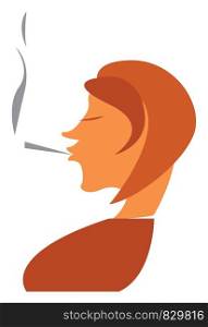 A woman is smoking cigarette vector or color illustration