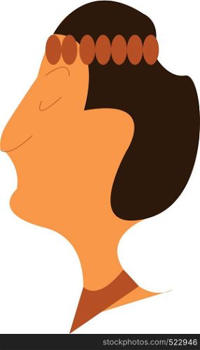 A woman with very short black hair and brown head gear vector color drawing or illustration