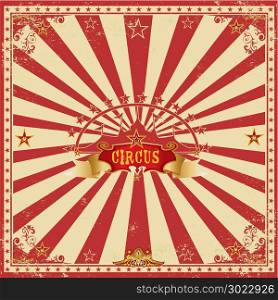 A wonderful circus card with red sunbeams for your entertainment