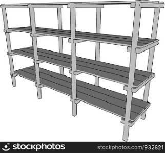 A wooden rack is designed for storage It is type of furniture kept in home vector color drawing or illustration