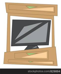 A wooden TV cabinet vector or color illustration