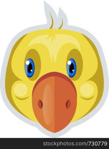 A Yellow Bird with red nose and blue eyes, vector, color drawing or illustration.