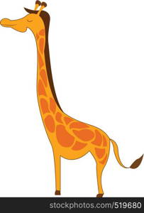 A Yellow Giraffe with long neck eating grass in Blue background vector color drawing or illustration.