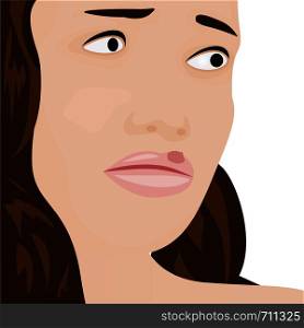 A young woman having cold sores herpes viral infection vector illustration