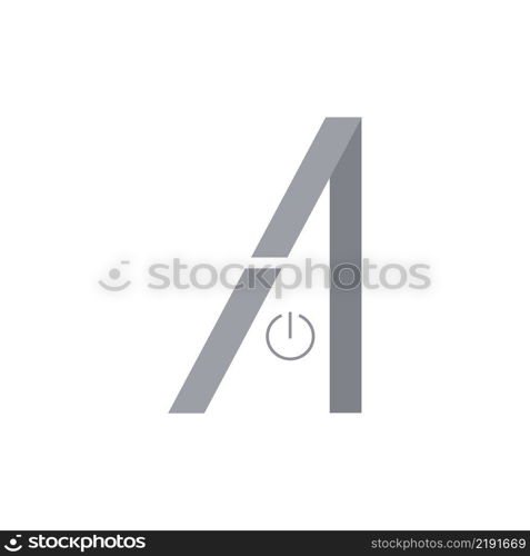 A1 electronic and digital equipment product logo with power-off symbol. Logo development for a computer company. Electricity icon on a white background. Vector simple illustration