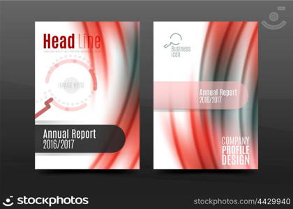 A4 size annual report business flyer cover, wave pattern presentation design. Leaflet or magazine layout