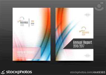 A4 size annual report business flyer cover, wave pattern presentation design. Leaflet or magazine layout