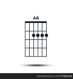 A6, Basic Guitar Chord Chart Icon Vector Template