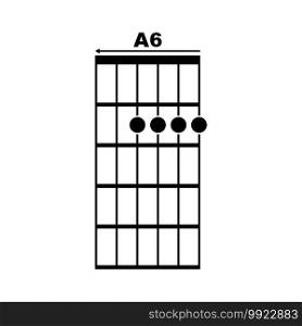 A6 guitar chord icon. Basic guitar chord vector illustration symbol design