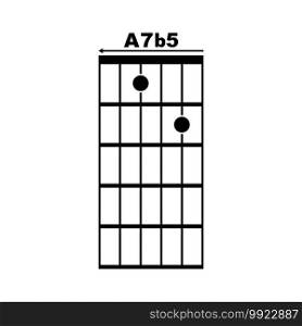 A7 b5  guitar chord icon. Basic guitar chord vector illustration symbol design
