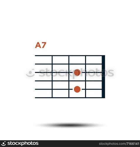 A7, Basic Guitar Chord Chart Icon Vector Template