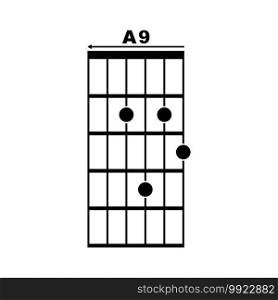 A9 guitar chord icon. Basic guitar chord vector illustration symbol design