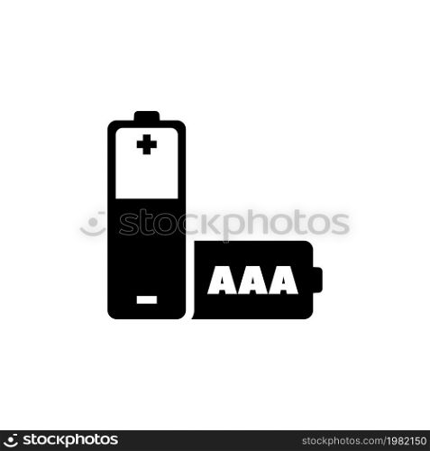 AAA Battery. Flat Vector Icon. Simple black symbol on white background. AAA Battery Flat Vector Icon
