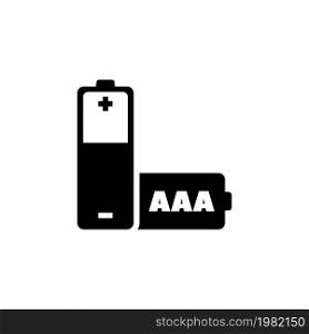 AAA Battery. Flat Vector Icon. Simple black symbol on white background. AAA Battery Flat Vector Icon