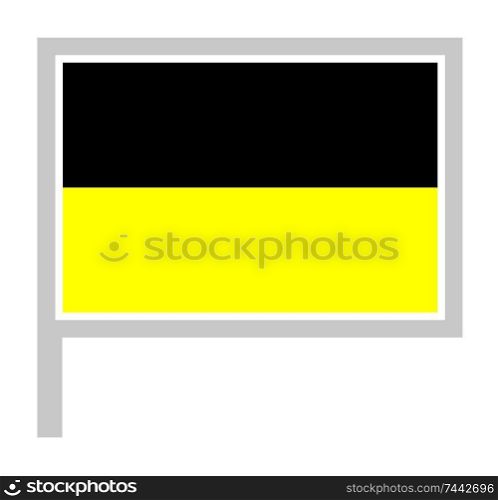 Aachen flag on flagpole, rectangular shape icon on white background, vector illustration.. flag on flagpole, rectangular shape icon on white background, vector illustration.