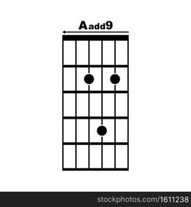 Aadd9  guitar chord icon. Basic guitar chord vector illustration symbol design