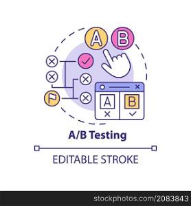AB testing concept icon. Customer experience research. Digital marketing abstract idea thin line illustration. Isolated outline drawing. Editable stroke. Roboto-Medium, Myriad Pro-Bold fonts used. AB testing concept icon