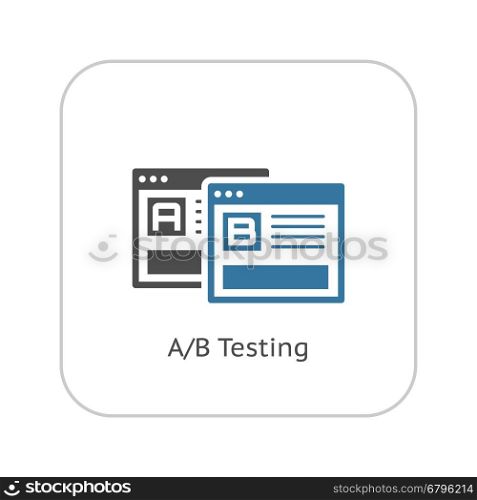 AB Testing Icon. Flat Design.. A-B Testing Icon. Business and Finance. Isolated Illustration. Two web pages to testing a b variations.