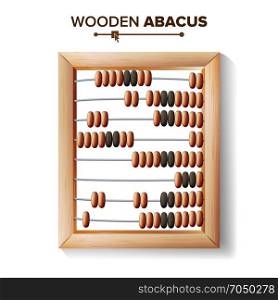 Abacus Close-up. Vector Illustration Of Classic Wooden Abacus Long Before The Calculator. Shop Arithmetic Tool Equipment. Isolated. Abacus Close-up. Vector Illustration Of Classic Wooden Abacus Long Before The Calculator. Shop Arithmetic Tool Equipment.