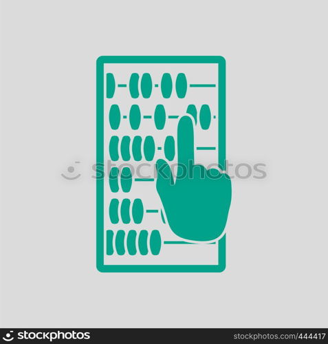 Abacus Icon. Green on Gray Background. Vector Illustration.