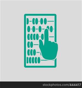 Abacus Icon. Green on Gray Background. Vector Illustration.