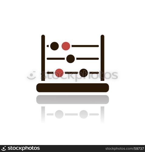 Abacus icon with reflection on a white background