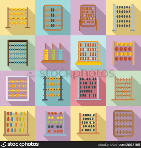 Abacus icons set flat vector. Accounting calculate. Math education. Abacus icons set flat vector. Accounting calculate