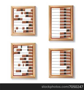 Abacus Set Vector. Realistic Illustration Of Classic Wooden Old Abacus. Arithmetic Tool Equipment.. Abacus Set Vector. Realistic Illustration Of Classic Wooden Old Abacus.