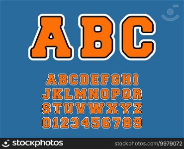 ABC alphabet template. Set of letters and numbers retro design. Vector illustration.. ABC alphabet template. Set of letters and numbers retro design. Vector illustration
