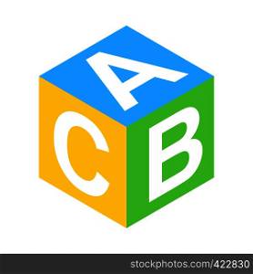 ABC block isometric 3d icon. Single illustration isolated on a white . ABC block isometric 3d icon
