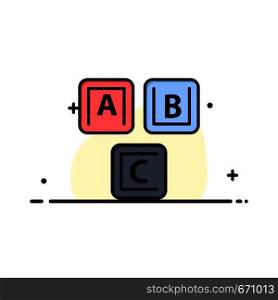 Abc, Blocks, Basic, Alphabet, Knowledge Business Flat Line Filled Icon Vector Banner Template