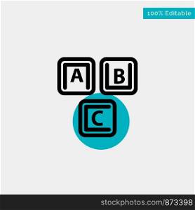 Abc, Blocks, Basic, Alphabet, Knowledge turquoise highlight circle point Vector icon